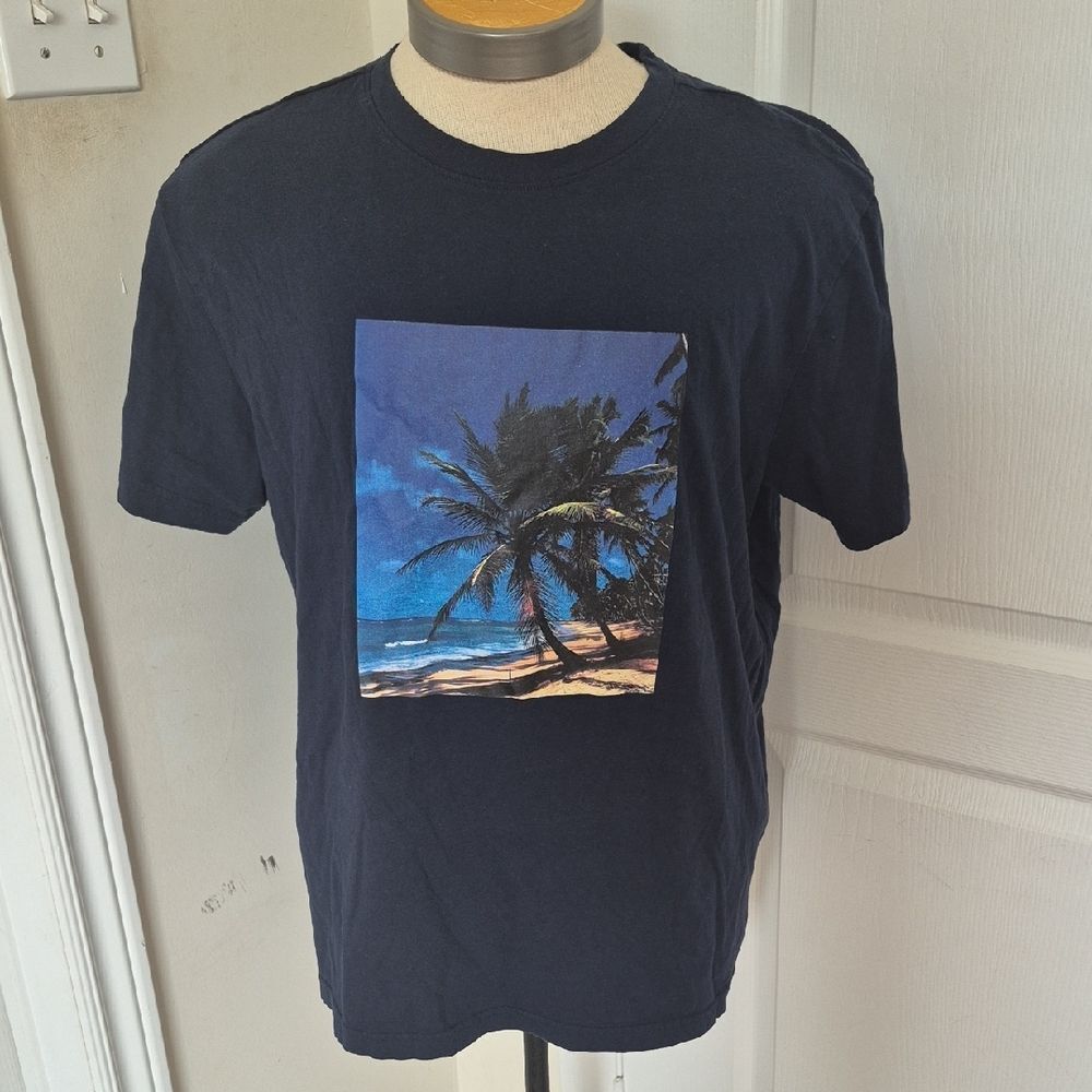 Original Use Navy Blue Tee with Beach Graphic